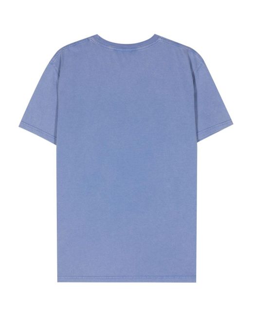 Maison Labiche Blue Slogan-Embroidered T-Shirt for men