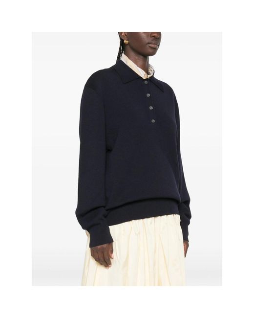 Rohe Black Button-Placket Polo Sweater