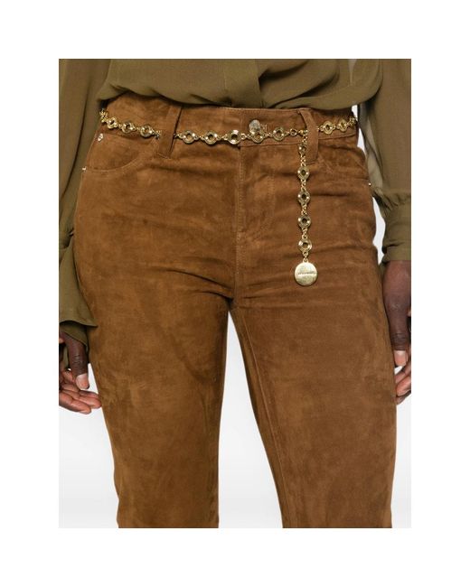FRAME Brown The Rodeo Suede Flared Trousers