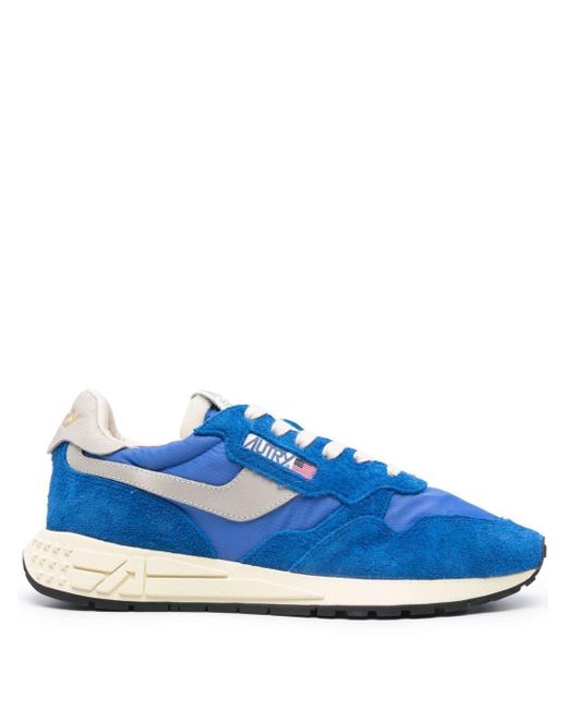 Autry Reelwind Low Sneakers In Electric Blue Nylon And Suede for men