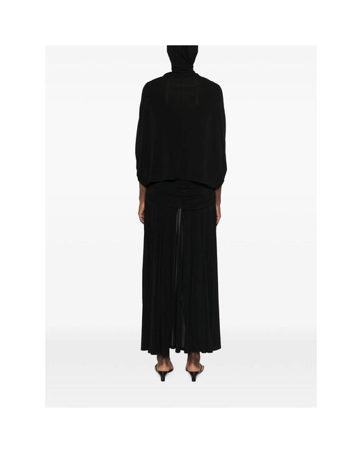 Jean Paul Gaultier Black Draped Logo-Patch Maxi Dress