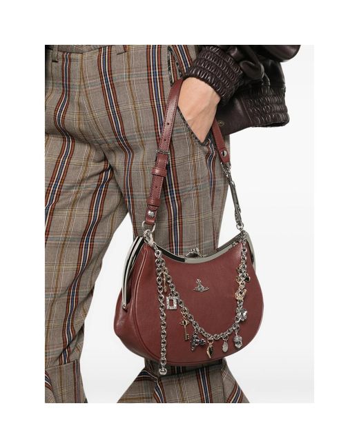 Vivienne Westwood Brown Charm-Embellished Tote Bag