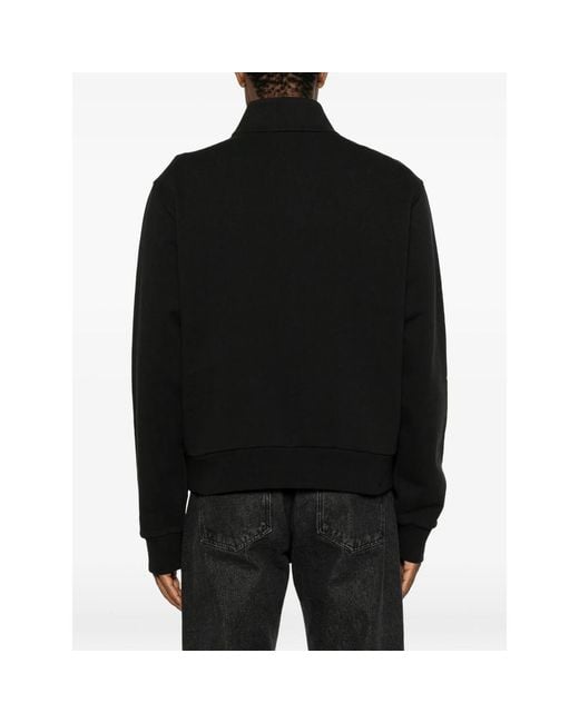 Moncler Black Logo-Patch Half-Zip Sweatshirt for men