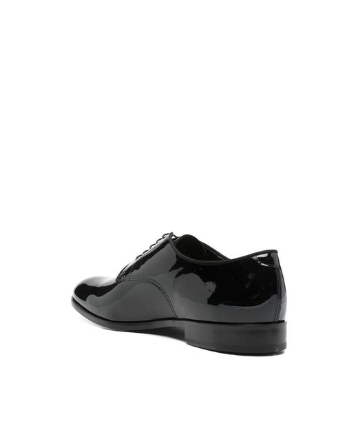 Doucal's Black Patent-Leather Derby Shoes for men