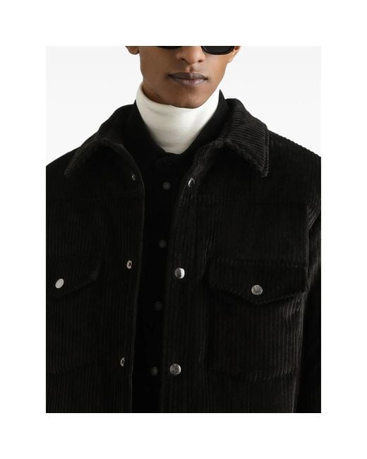 Dolce & Gabbana Black Corduroy Flap-Pocket Jacket for men