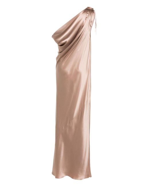 Max Mara Natural One-Shoulder Silk Dress