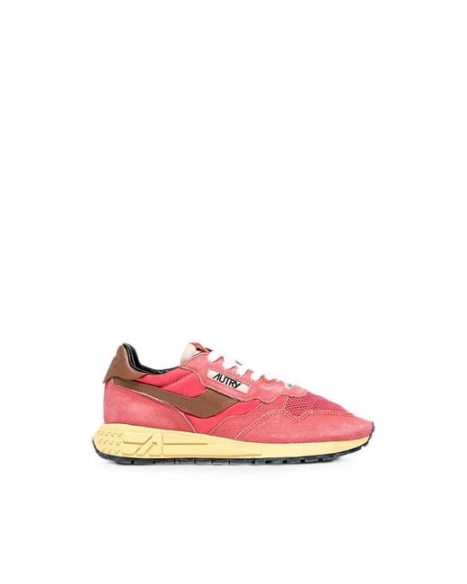 Autry Pink Reelwind Panelled Sneakers