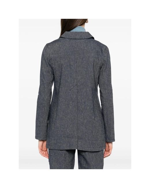 Mark Kenly Domino Tan Gray Robin Button-Fastening Blazer