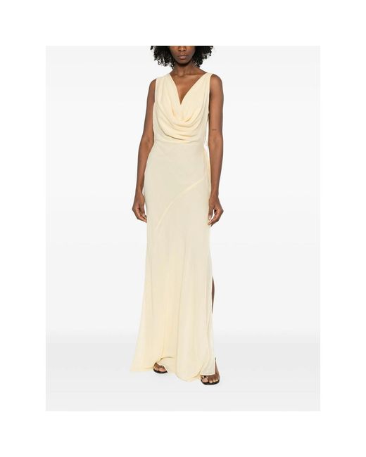 ANDAMANE White Minerva Cowl-Neck Maxi Dress