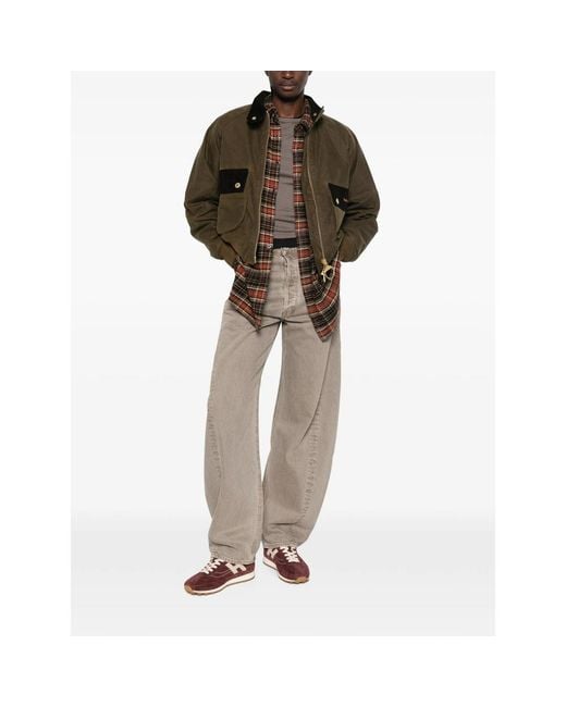 Barbour Green Corduroy-Trim Zip-Fastening Jacket
