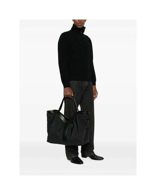 Saint Laurent Black Leather-Trim Tote Bag for men