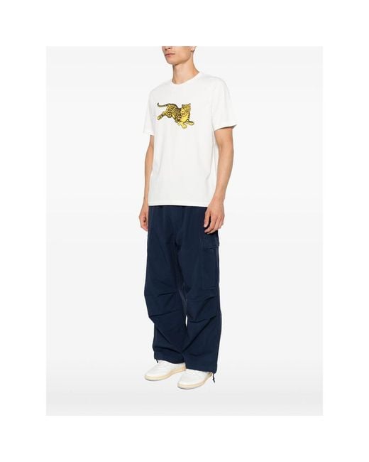 KENZO White Tiger-Print T-Shirt for men