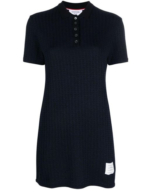 Thom Browne Black Checked Jacquard Polo Minidress