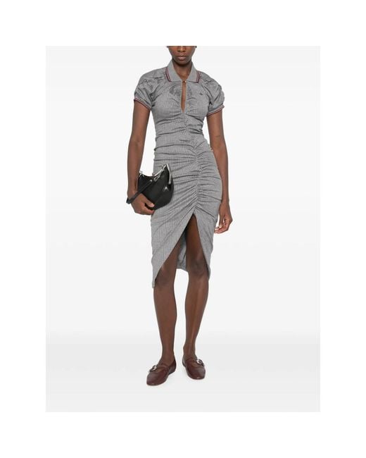 Vivienne Westwood Gray Pulling Ruched Asymmetric Midi Dress