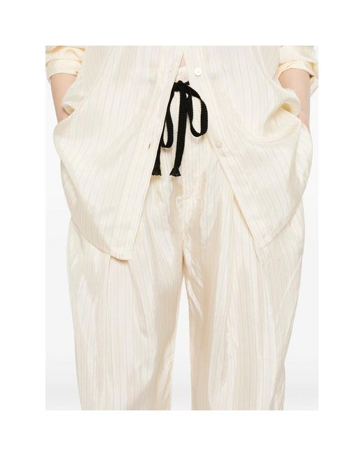Barena White Pestrin Sbrissa Striped Tie-Waist Trousers