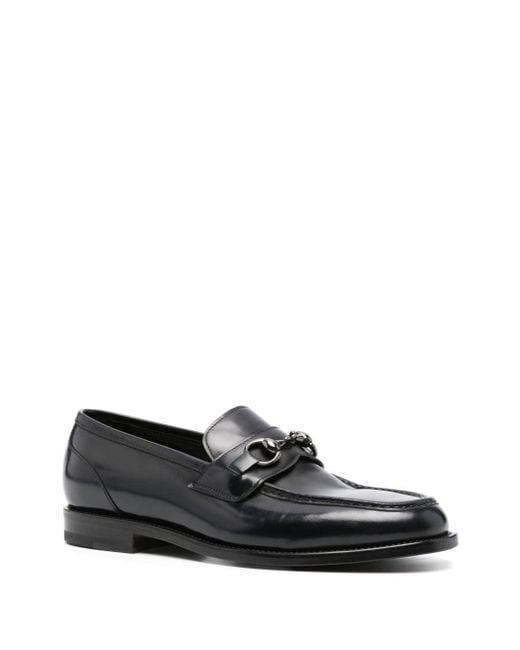 Tagliatore Black Appliqué-Detail Leather Loafers for men