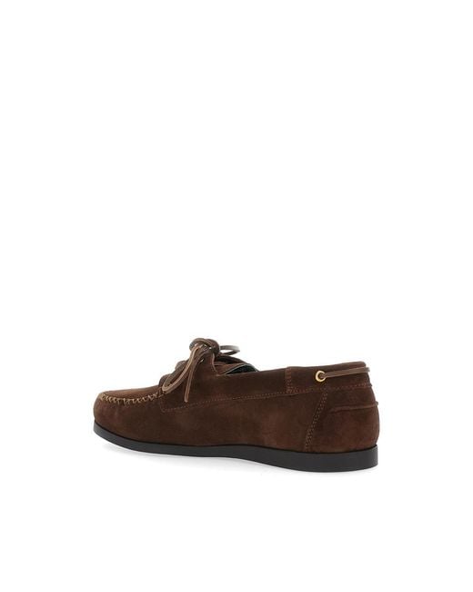 VINNY'S Brown Lace-Up Round-Toe Loafers for men