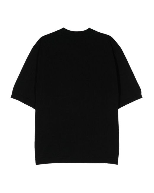 Studio Nicholson Black Knitted Cotton T-Shirt for men