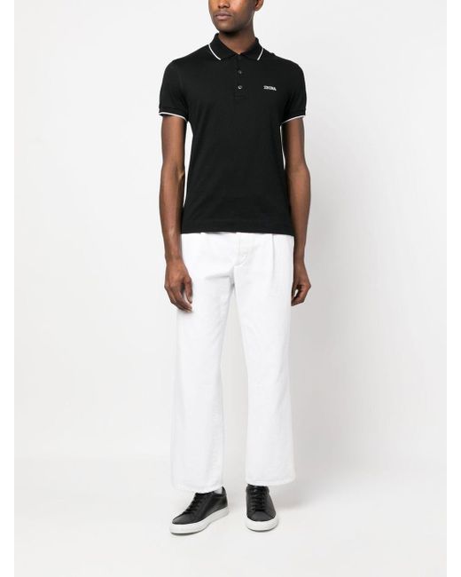 Zegna Black Cotton Polo Shirt for men