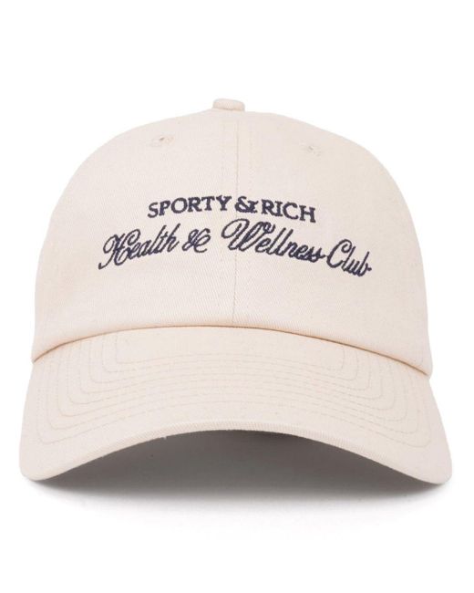 Sporty & Rich Natural H&W Club Logo-Embroidered Cap