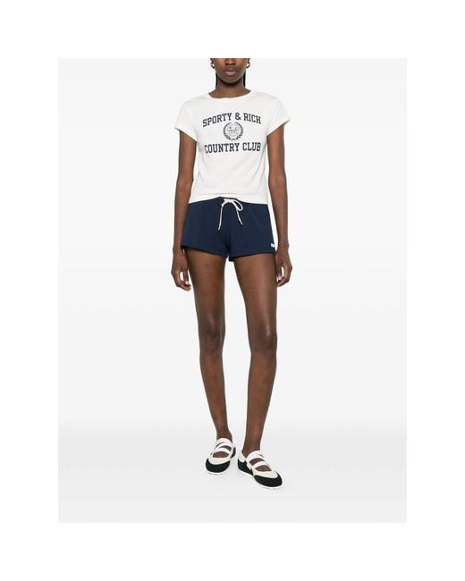 Sporty & Rich White T-Shirt Ecru Cotton