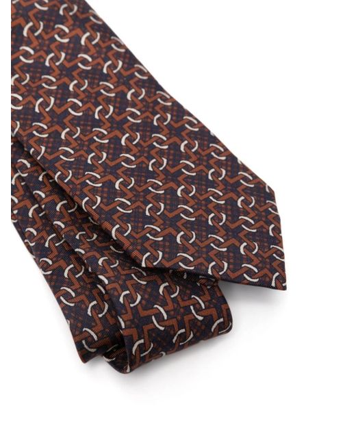 Tagliatore Brown Polka-Dot Silk Tie for men