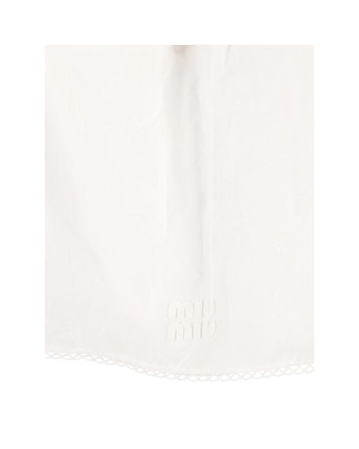 Miu Miu White Flap-Pocket Midi Skirt