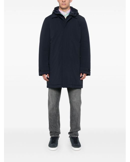 Woolrich Blue Hooded Coat for men