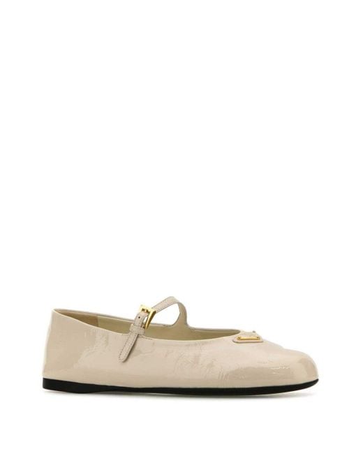 Prada White Patent Ballet Flats