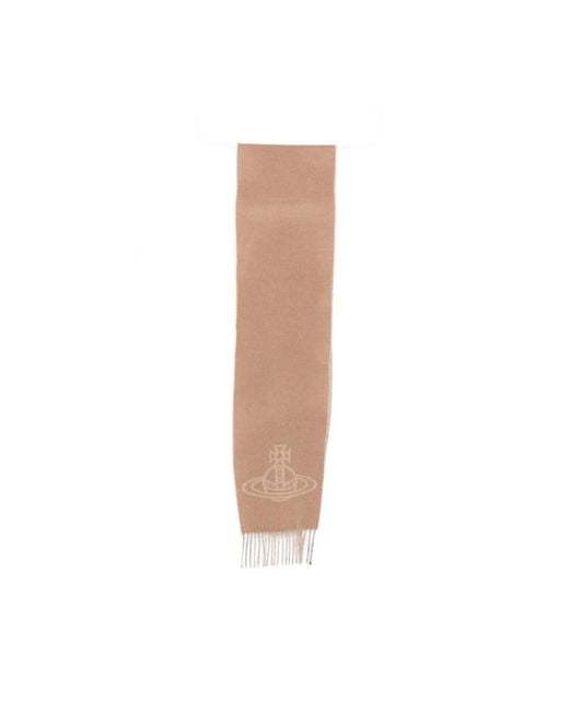 Vivienne Westwood Natural Orb-Motif Fringed Scarf