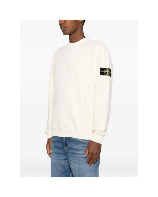 Stone Island White Logo-Patch Sweatshirt for men