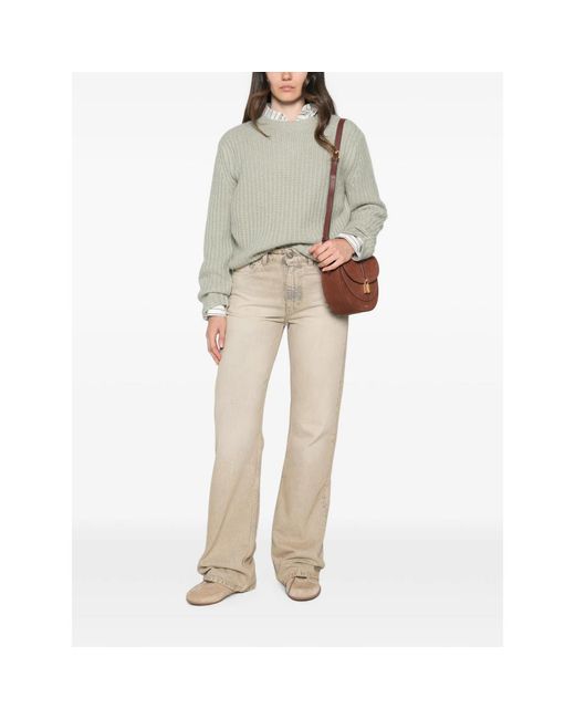 Allude Green Ribbed-Knit Crew-Neck Sweater