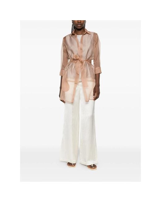 Mazzarelli Pink Organza Sheer Shirt