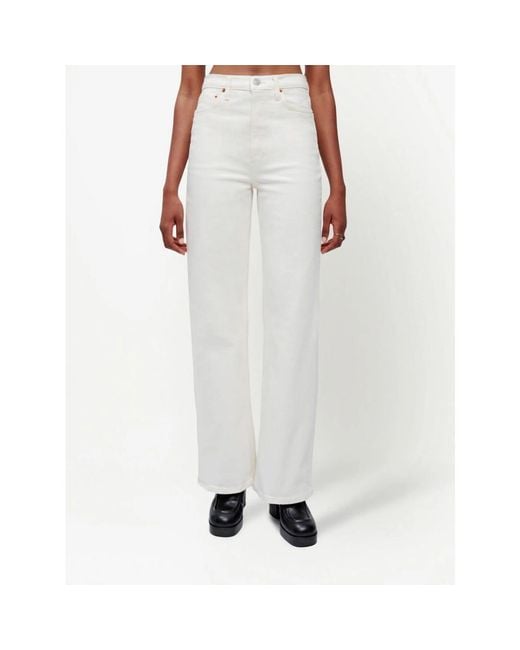 Re/done White Wide Jeans
