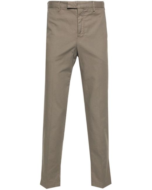 PT Torino Gray Pressed-Crease Slim-Cut Trousers for men