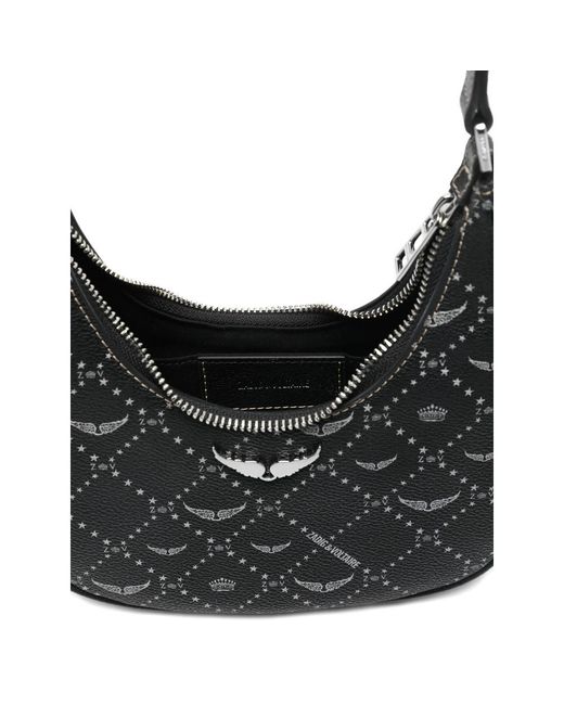 Zadig & Voltaire Black Z Night Out Logo Graphic Shoulder Bag