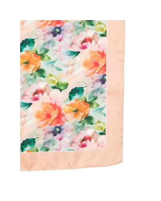D'Aniello White Floral-Print Scarf