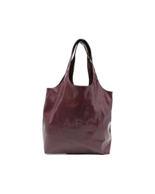A.P.C. Purple A. P.C. Logo-Print Tote Bag