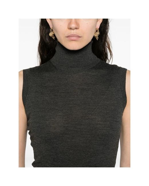 GOES BOTANICAL Black Roll-Neck Sleeveless Top