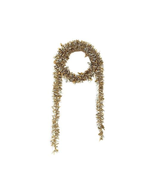 Dries Van Noten Metallic Fringed Beaded Scarf Necklace