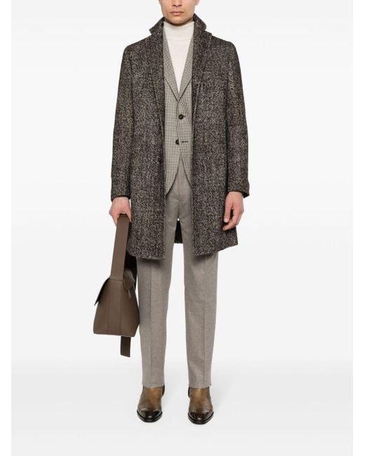 Tagliatore Gray Herringbone Single-Breasted Coat for men