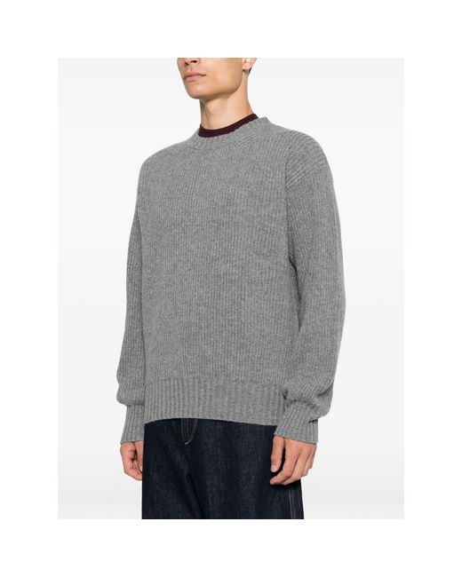 Diana Studio Gray Ribbed-Knit Sweater for men