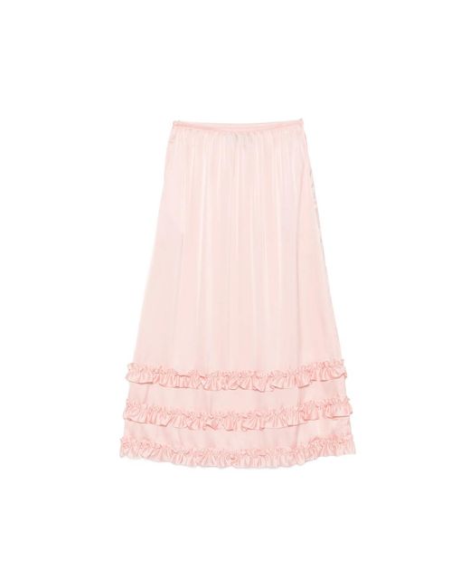 Simone Rocha Pink Ruffled Tiered Maxi Skirt