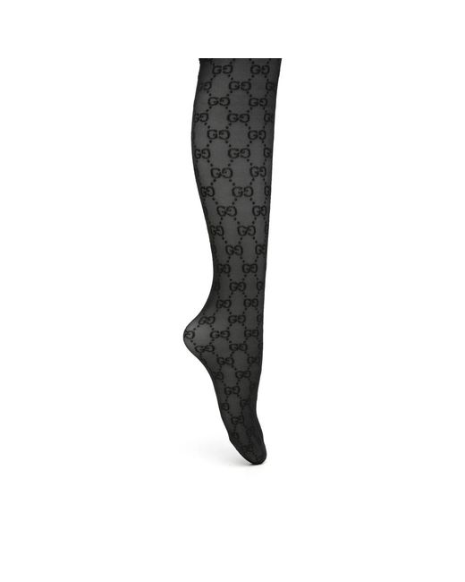 Gucci Black Monogram-Pattern Tights