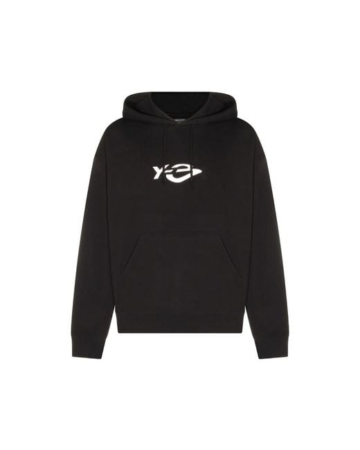 Y-3 Black French Terry Liquid Logo-Print Drawstring Hoodie for men