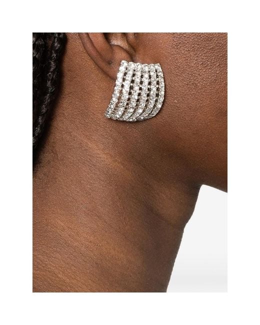 Jennifer Behr White Crystal-Embellished Earrings