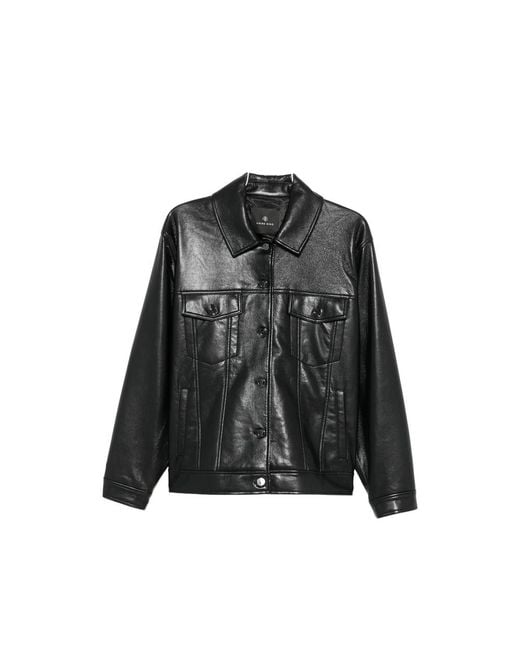 Anine Bing Black Buttoned Leather Jacket
