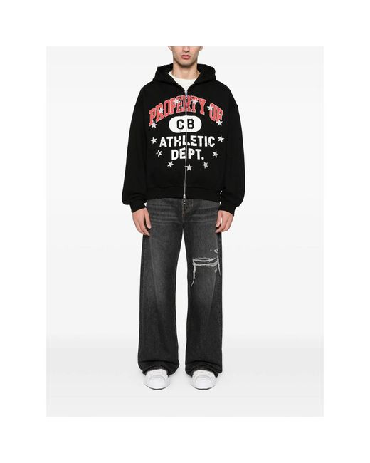 Cole Buxton Black Graphic-Print Zip-Fastening Hoodie for men