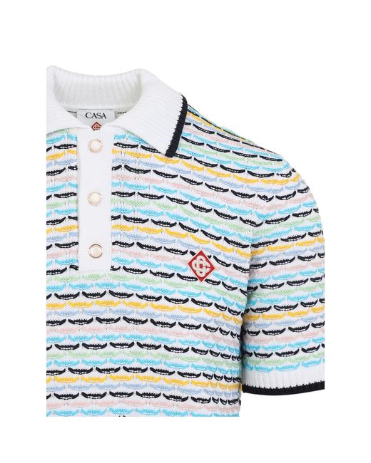 Casablanca Blue Knitted Polo for men