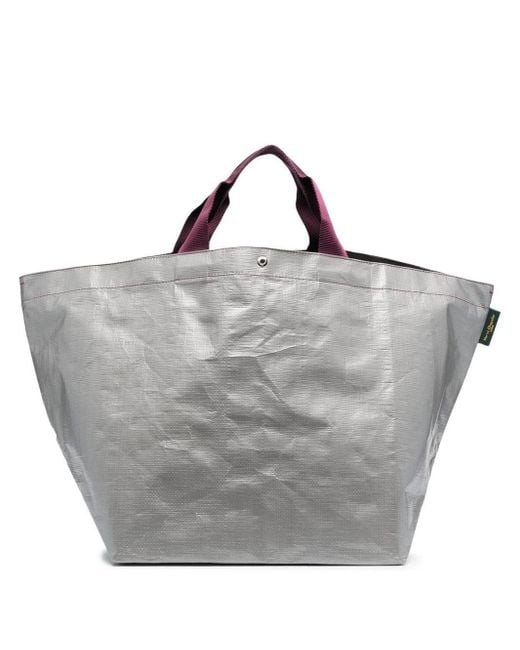 Herve Chapelier Gray Crinkled Oversized Tote Bag